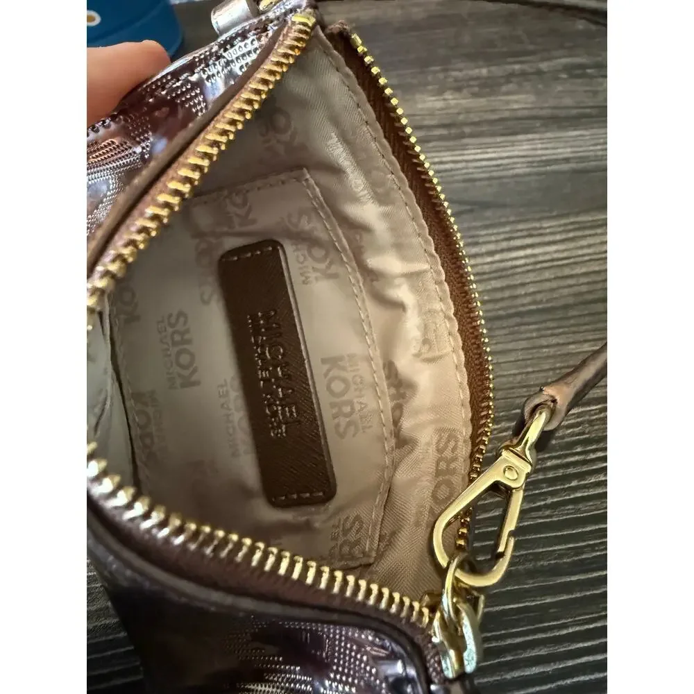 MICHAEL Michael Kors Metallic Bronze Monogram Wristlet